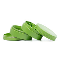 Moulin à café vert 63MM en alliage d'aluminium à 4 couches avec revêtement céramique, lavable, style européen minimaliste pour accessoire 6102G