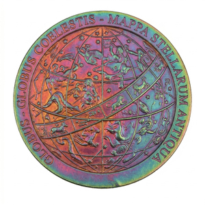 Moneda Conmemorativa de Cobre Fino .999 de 1 oz, Redonda, Estampada con Mapa de Estrellas Antiguo Globus Coelestis, Patina Arcoíris, Medallón Celestial - Product Image 1