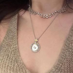 Collar de Plata Pura S925 Estilo Chino con Fideos de Huevo, Jade Blanco con un Toque Sencillo y Sofisticado, Collar de Perlas Pequeñas y Frescas - Product Image 5