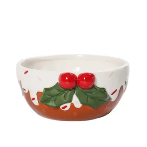 Christmas Ceramic Cereal Bowls 6 inch cereal Bowl for Kitchen, Hand made Dessert bowl, salad bowl custom For Xmas