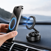 Support magnétique universel pour téléphone de voiture, rotation à 360 degrés, réglable, fixation par ventouse, design pliable - Alliage de titane ABS