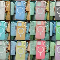 Pour Apple iPhone 11 à 17 Pro Max Coque de Téléphone Mate 2-en-1 avec Charge Magnétique Sans Fil, Couleur Bonbon et Effet Gelée