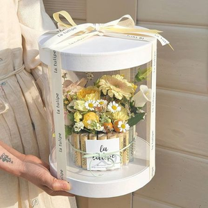 Customized Logo Size Plastic <strong>Round</strong> <strong>Hat</strong> Flower Packaging <strong>Clear</strong> Pvc <strong>Window</strong> Flower <strong>Box</strong> <strong>with</strong> Ribbon - Product Image 3