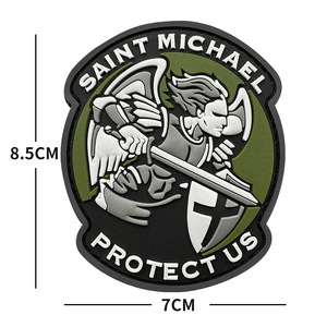 En stock, patch tactique en PVC souple, époxy, avec ruban adhésif magique, rond, fabriqué en Chine, Saint-Michel Protège-nous - Product Image 4