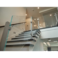 CBMmart Villa - Garde-corps moderne d'extérieur en acier inoxydable avec verre trempé feuilleté pour véranda, porche et escalier, avec poteaux métalliques