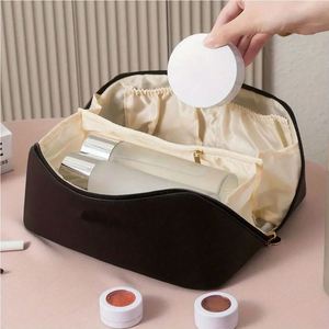 Luxury PU Leather Female Cosmetic Bag Organizer with Zip Toiletry Kit and Storage Pouch for Travel <b>Makeup</b> 1-3L Capacity - Product Image 6