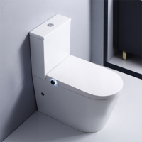 WC intelligent deux pièces en céramique à poser au sol, de qualité supérieure, avec siphon en P et télécommande – Meilleure vente