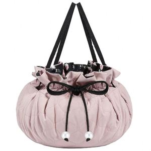 Free Sample Manufacturer Custom Logo Large Travel Organizer Quilted Women Lazy <b>Drawstring</b> Make up <b>Makeup</b> Pouch - Product Image 1