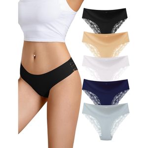 Lot de 5 culottes hipster en dentelle pour femme, taille mi-haute, confortables, respirantes et douces - Product Image 1