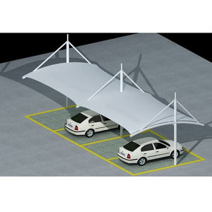 Abri de voiture extérieur à structure membranaire en acier, type cantilever, avec toit en polycarbonate, prix usine - Product Image 2