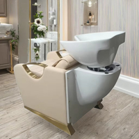 Fauteuil de Lavage CAPILLAIRE et Tête, avec BASSIN en Céramique, Station de Lavage Moderne pour Barbershop et Salon, Équipement Professionnel Électrique