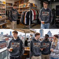 Sweat-shirt à capuche imprimé lettres appliquées, manches longues, avec poche frontale, vente en gros, fabricant de vêtements à marque privée