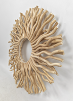 Décoration murale en bois naturel effet soleil 25,4 cm, artisanale, style bohème, 25,4 x H3,5 cm