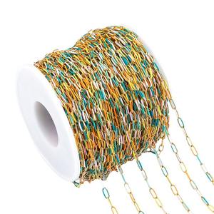 Chaîne plate en acier inoxydable sans ternissement, chaîne en acier inoxydable à maillons pointus, chaîne en émail coloré, chaîne en trombone pour bracelets - Product Image 6