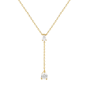Collar QLEESI con Colgante de Plata de Ley S925 en Forma de Y, con Zirconia en Forma de Lágrima, Estilo INS - Product Image 1