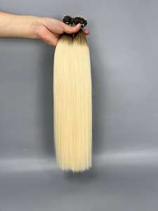 Alta calidad Remy doble dibujado queratina Bond Flat <span class=keywords><strong>U</strong></span> I Tip extensión de cabello humano resaltar Rubio I-Tip teñido cabello europeo blanqueado - Product Image 3