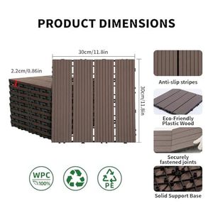 Suelos de compuesto de madera y plástico para patios exteriores, terrazas autoinstaladas, balcones exteriores, pisos sin vigas, y - Product Image 2