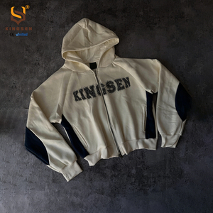เสื้อฮู้ดซิปแบบหนา สตรีทแวร์ ผ้าคอตตอน 100% ปักลายวินเทจ พิมพ์ลาย ซิปแบบเฟรนช์เทอร์รี่ สำหรับผู้ชาย - Product Image 1