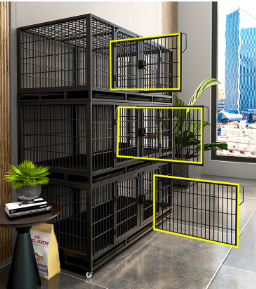 Cages pour animaux de compagnie en fer massif carrées, simples/doubles/triples couches, respirantes, blanches/noires, avec <span class=keywords><strong>porte</strong></span> <span class=keywords><strong>coulissante</strong></span> horizontale pour chats, lapins, pigeons - Product Image 5