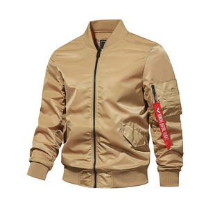Automne hiver marine pilote vol <span class=keywords><strong>veste</strong></span> pour hommes grande taille Stand lapin fourrure Nylon coton fermeture éclair avant dur gars Letterman varsité - Product Image 3