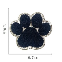 Patchs brodés en chenille à bordure pailletée noire, motif patte, thermocollants/à coller, écologiques, pour chapeaux et vêtements - Vente en gros