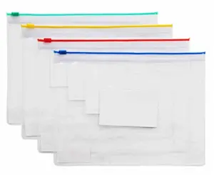 Zipper Lock Clear Poly PVC Documents Filing Holder Plastic Packaging Bag