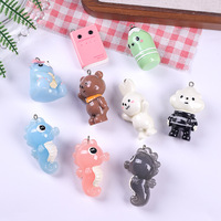 Nouveaux pendentifs animaux en résine mignons, accessoires DIY pour porte-clés et breloques de sac, pendentifs éléphant et ours 3D peints par pulvérisation