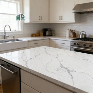 Piano <span class=keywords><strong>Cucina</strong></span> in Quarzo Cinese HD Stone, Produttore <span class=keywords><strong>di</strong></span> Lastre in Quarzo Bianco Venus Calacatta - Product Image 4