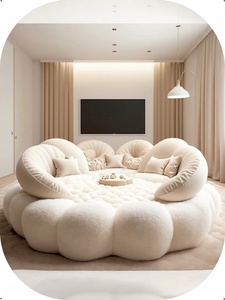 Sofá Cama Redondo Grande y Cómodo de 2.4m, Estilo Crema, para Alojamiento en Casa (Homestay) - Product Image 5