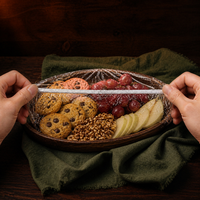 Couvre-bols élastiques jetables en HDPE, 100 pièces/paquet, film protecteur de qualité alimentaire, extensible pour assiettes, plateaux, fruits coupés