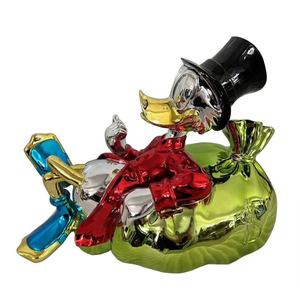 Estatuas de Pato Scrooge de Resina Cromada para Decoración de Interiores, Modernas y en Oferta, Esculturas de Animales de Pato de Resina Brillante Grandes - Product Image 3