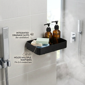 Support mural rectangulaire en plastique pour savon avec fentes de drainage pour salle de bain - Product Image 1