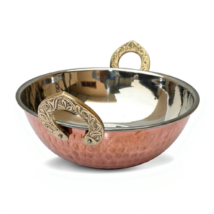 Best Copperware Products Supplied Copper Coating Kadai With Brass Handle Easy Grip Hot Food <b>Curry</b> <b>Serving</b> <b>Dishes</b> Copper Kadhai - Product Image 1