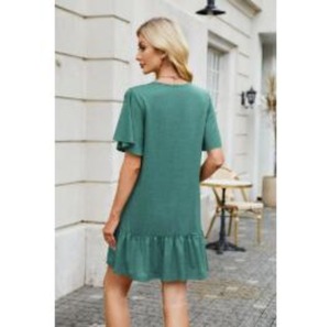 Vestido de Manga Corta Holgado con Cuello Redondo en Color Liso de la Colección Primavera Verano JAC22 Y9323 - Product Image 2