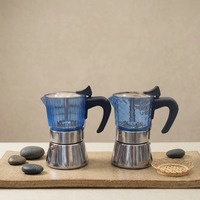 Cafetière à expresso en verre pour cuisinière, ensemble Moka Pot avec 2 tasses à café à double paroi en acier inoxydable, cafetière italienne