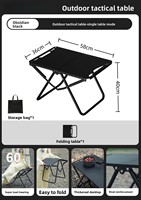 Ensemble table et chaises pliantes tactiques en acier carbone pour le camping, mobilier d'extérieur portable à ouverture rapide