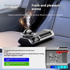 Ambientador de coche con energía solar de gama alta con función de pulverización inteligente Soporte moderno para matrícula y fragancia de perfume de larga duración - Product Image 3