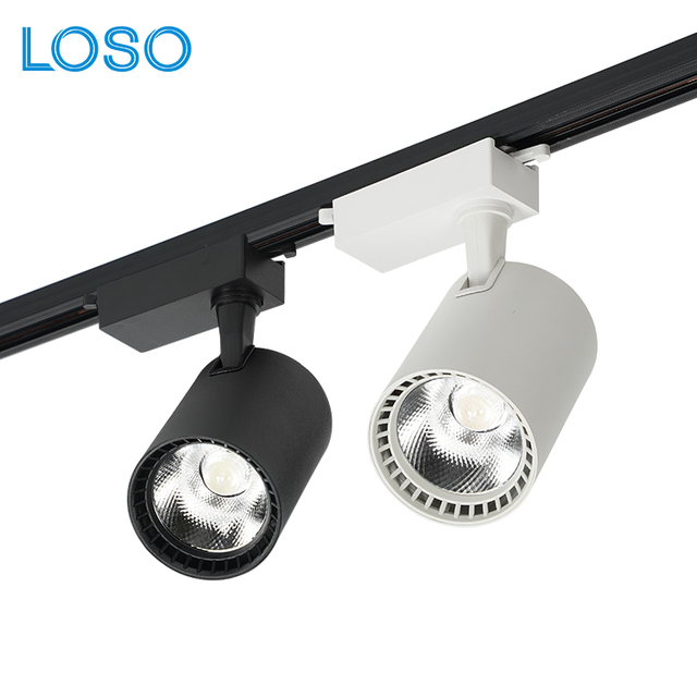 LOSO High Quality Commercial Lighting Aluminum 10W 20W 30W COB Rail System Magnetic LED Track Lamp