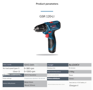 Perceuse-visseuse sans fil <span class=keywords><strong>BOSH</strong></span> GSR120-LI - Visseuse électrique sans balais avec batterie lithium-ion pour projets domestiques et de bricolage - Product Image 2
