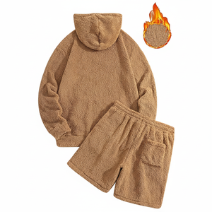 Ensemble de pyjama en molleton pour homme, sweat-shirt et short, molleton personnalisé pour homme, ensemble court 2 pièces, survêtement pour la saison d'automne - Product Image 1