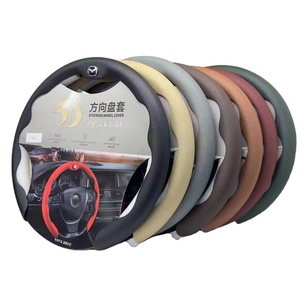 Housse de <span class=keywords><strong>volant</strong></span> de voiture en <span class=keywords><strong>cuir</strong></span> véritable Stitch On Wrap Leather Car Lace Up Convient au <span class=keywords><strong>volant</strong></span> - Product Image 1