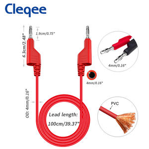 Cleqee P1036 double 4mm empilable fiche banane multimètre fils de Test 1m câbles de Test électrique rouge/noir/jaune/vert/bleu - Product Image 5