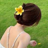 Set Jepit Rambut Hiasan Kepala Bunga Plumeria Segar Manis Resin Logo Custom Fanxing, Jepit Model Capit Hiu untuk Gaya Half-updo, Grosir