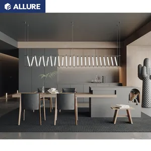 Allure China Supplier Custom Smart Mdf Wood Hanging Cabinets Furniture Design Modern Black High Gloss Kitchen Cabinet