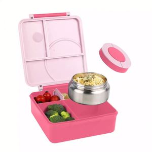 Kids Leakproof 4 Compartments Cute Bento Lunch <b>Box</b> with Soup Thermo for School Travel - Product Image 1