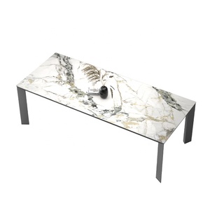 <span class=keywords><strong>Table</strong></span> à manger rectangulaire de luxe avec 10 chaises <span class=keywords><strong>Table</strong></span> à manger moderne Mobilier de maison robuste en métal et panneau de marbre - Product Image 6