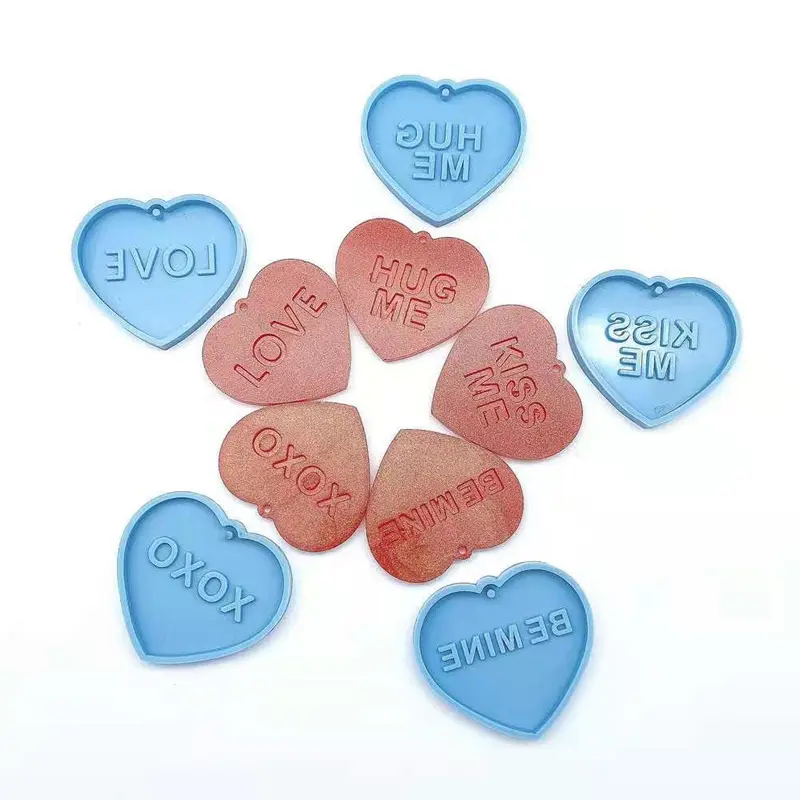 DIY Keychain Epoxy Resin Mold Mirror Creative Love Pendant Jewelry Resin Silicone Molds for Valentine's Day Love Gift Craft