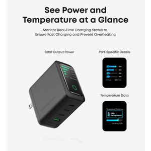 100W USB C Sạc máy tính xách tay Sạc 4 cổng đa nhanh sạc gan Power Adapter hiển thị điều khiển cảm ứng cho Macbook iPhone Samsung - Product Image 5