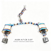 Embouts d'échappement ovales en alliage de titane à quatre pointes, kit de diffuseur arrière, finition polie miroir, épaisseur 1,5 mm pour échappement arrière Audi A7 C7