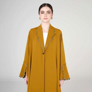 Abaya <span class=keywords><strong>Kimono</strong></span> Bleu Paon 2026 avec Volants et Manches Évasées – Robe Modeste Musulmane pour l'Aïd et le Ramadan - Product Image 4